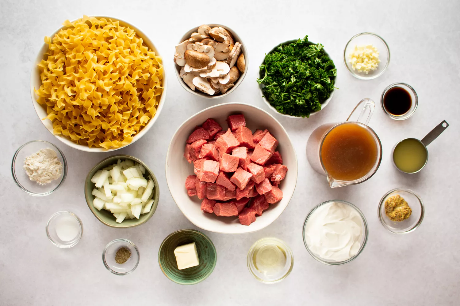 Ingrédients pour le Beef Stroganoff à la mijoteuse