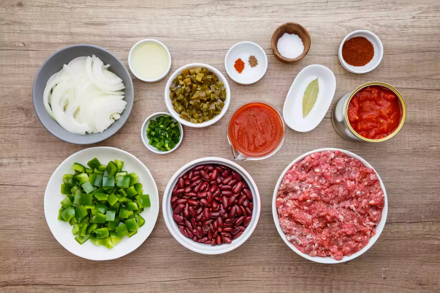 Ingrédients pour le chili con carne