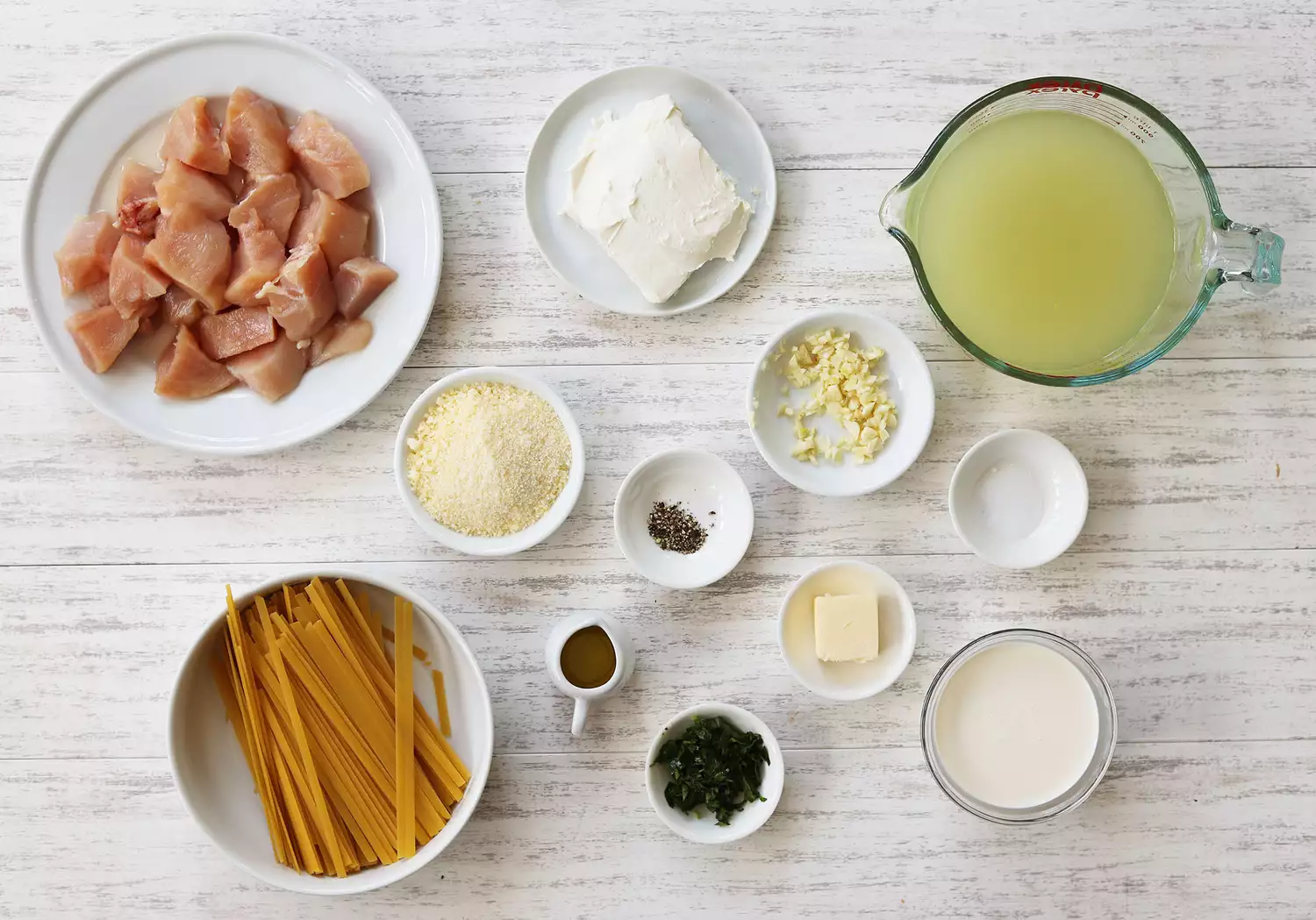 ingrédients pour le poulet alfredo