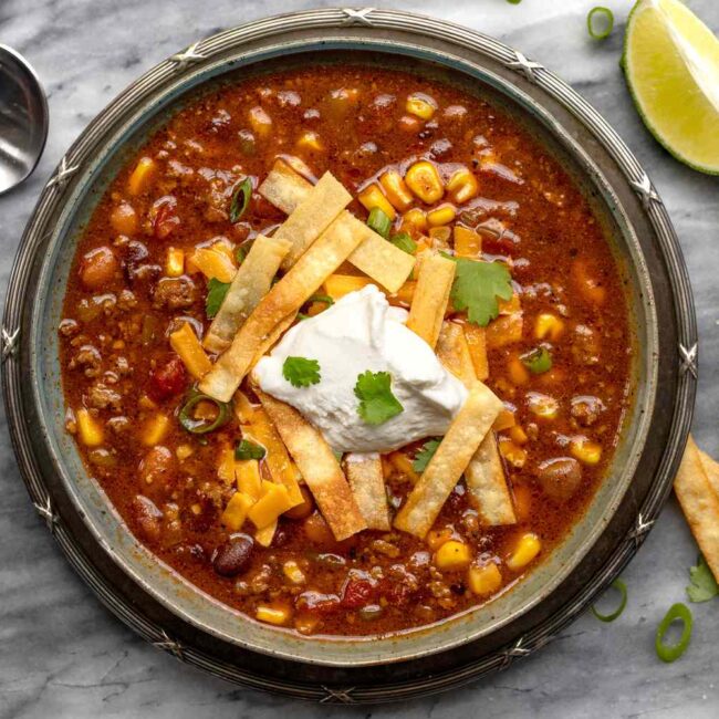 Recette de soupe taco à la mijoteuse Instant Pot.